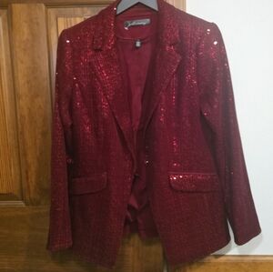 White House Black Market Red Sequin Blazer
